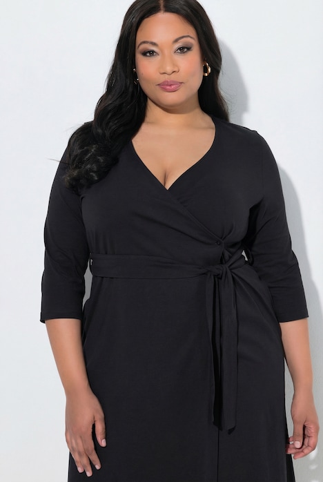 Cotton Jersey 3/4 Sleeve Pocket Wrap Dress
