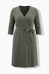 Cotton Jersey 3/4 Sleeve Pocket Wrap Dress