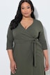 Cotton Jersey 3/4 Sleeve Pocket Wrap Dress