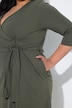Cotton Jersey 3/4 Sleeve Pocket Wrap Dress