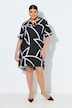 Kleid, asymmetrisch, Stehkragen, V-Ausschnitt, Halbarm