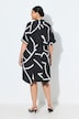 Kleid, asymmetrisch, Stehkragen, V-Ausschnitt, Halbarm