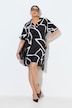 Kleid, asymmetrisch, Stehkragen, V-Ausschnitt, Halbarm
