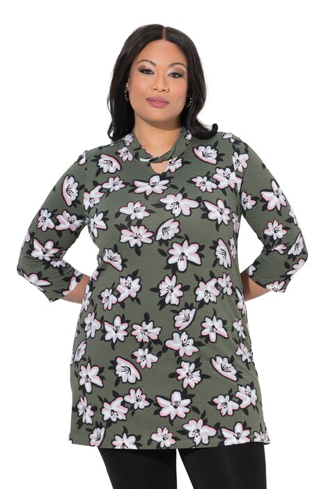 Floral Print 3/4 Sleeve Knit Tunic