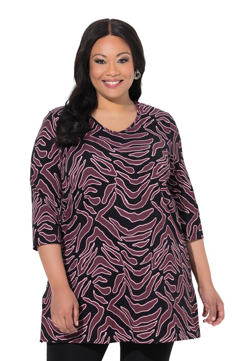 Abstract Print 3/4 Sleeve Cotton Knit Tunic