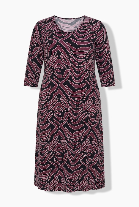 Maxikleid, grafischer Druck, V-Ausschnitt, 3/4-Arm