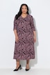 Maxikleid, grafischer Druck, V-Ausschnitt, 3/4-Arm