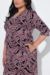Maxikleid, grafischer Druck, V-Ausschnitt, 3/4-Arm