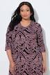 Maxikleid, grafischer Druck, V-Ausschnitt, 3/4-Arm