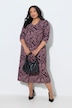 Maxikleid, grafischer Druck, V-Ausschnitt, 3/4-Arm