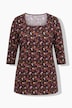 Longshirt, bedruckt, A-Linie, Carré-Ausschnitt, 3/4-Arm