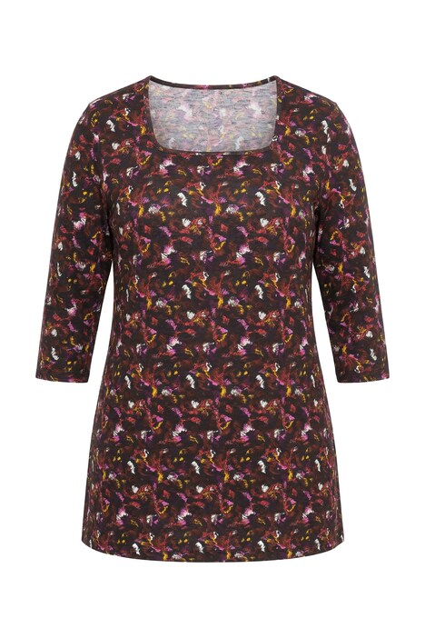 Allover Print Square Neck Knit Tunic