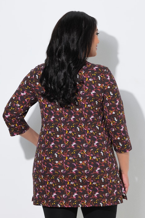 Longshirt, bedruckt, A-Linie, Carré-Ausschnitt, 3/4-Arm