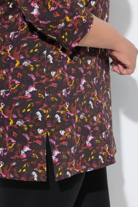 Longshirt, bedruckt, A-Linie, Carré-Ausschnitt, 3/4-Arm