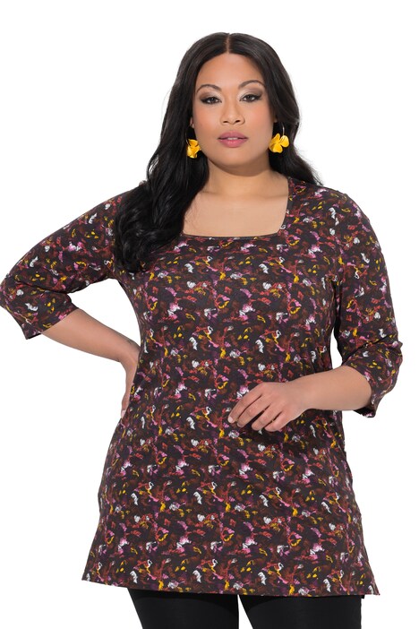 Allover Print Square Neck Knit Tunic