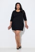 Jerseykleid, Zierfalten, A-Linie, Rundhals, 3/4-Arm