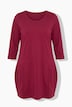 Jerseykleid, Zierfalten, A-Linie, Rundhals, 3/4-Arm