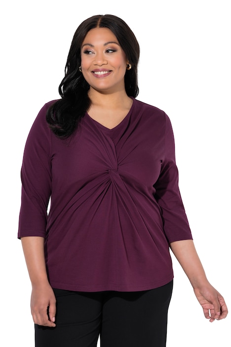 Draped Knot 3/4 Sleeve Blouse