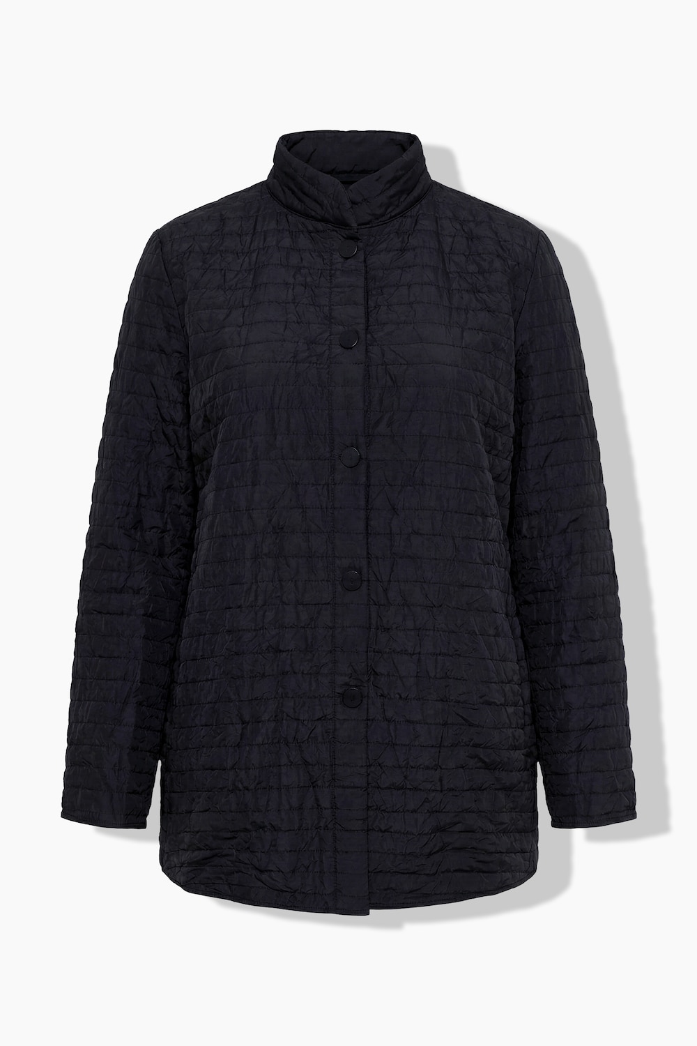 Stora storlekar Jacka i A-linjemodell med polokrage och långa ärmar, Dam, svart, storlek: 54/56, Polyester, Ulla Popken