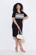 Jersey jurk, gestreepte inzet, ronde hals, korte mouwen