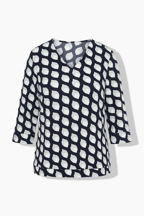Shirt met print, V-hals, 3/4 mouwen