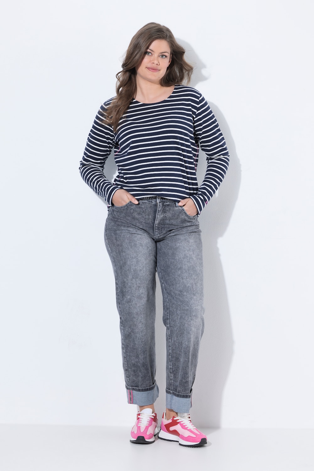 Jeans met wijde pijpen, omgeslagen zoom