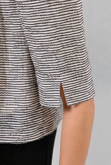 Jacke, 3D-Streifen, Tunnelzug, V-Ausschnitt, Langarm