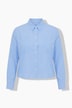 Blouse met strepen, overhemdkraag, lange mouw, borstzakken