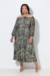 Maxikleid, Animal, schulterfrei, Neckholder-Optik, Langarm