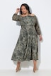 Maxikleid, Animal, schulterfrei, Neckholder-Optik, Langarm