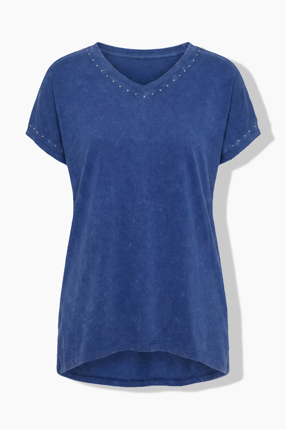 Stora storlekar T-shirt i skön passform, Dam, blå, storlek: 44, Bomull, Angel of Style