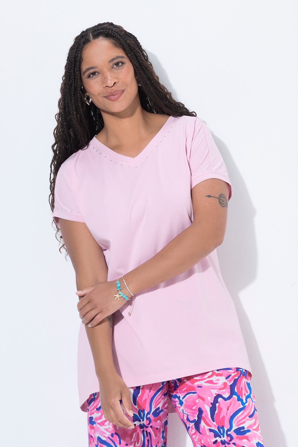 T-Shirt, Comfort Fit, Ziernieten, Vintage Look