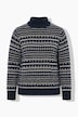 Pullover, Jacquard, Stehkragen, Langarm, Biobaumwolle