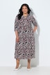 Maxikleid, Blüten, A-Linie, Rundhals, 3/4-Arm, Taschen