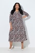 Maxikleid, Blüten, A-Linie, Rundhals, 3/4-Arm, Taschen
