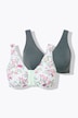 Bustiers, set van 2, bloemen/effen, voorsluiting