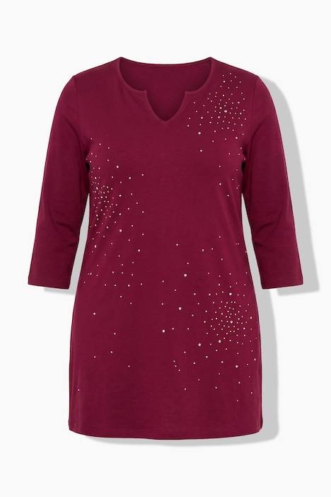 Longshirt, Ziernieten, Tunika-Ausschnitt, 3/4-Arm