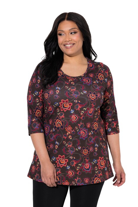 Fall Floral Paisley 3/4 Sleeve Knit Tunic