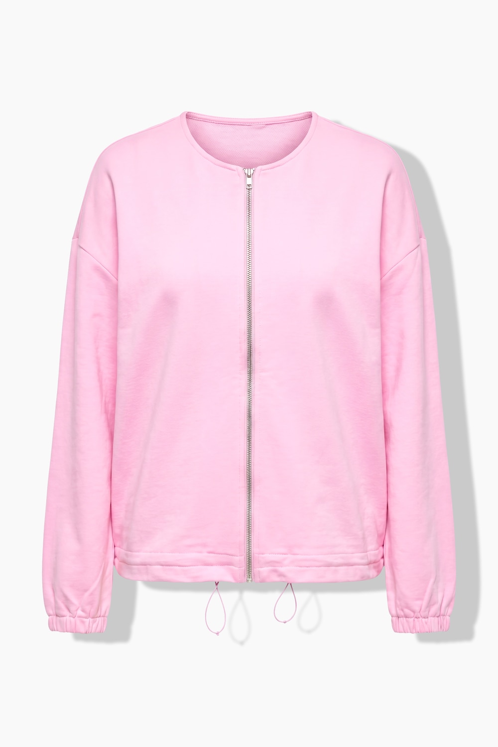 Stora storlekar Mjukisjacka i lös passform med resår i ärmslut/fåll, Dam, rosa, storlek: 60, Bomull/Polyester, Angel of Style