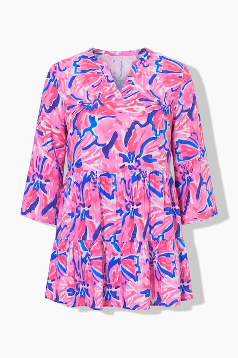 Tuniek, A-lijn, all-over print, volants