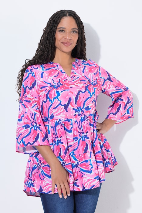 Tuniek, A-lijn, all-over print, volants
