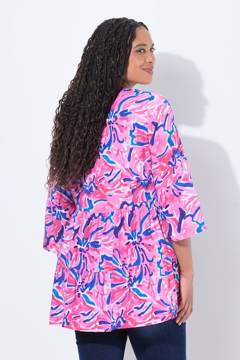 Tuniek, A-lijn, all-over print, volants