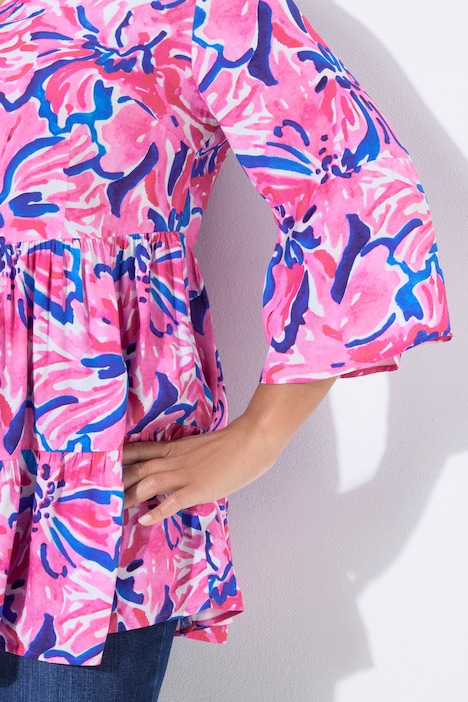 Tuniek, A-lijn, all-over print, volants