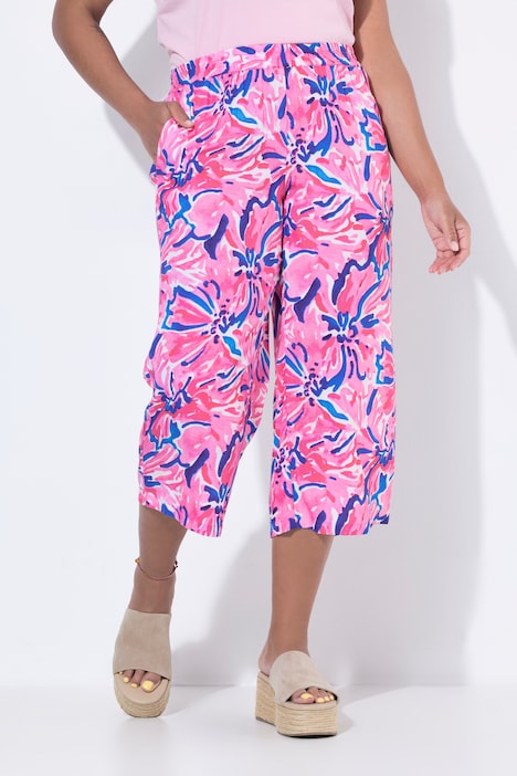 Culotte, weites, gerades Bein, Allovermuster