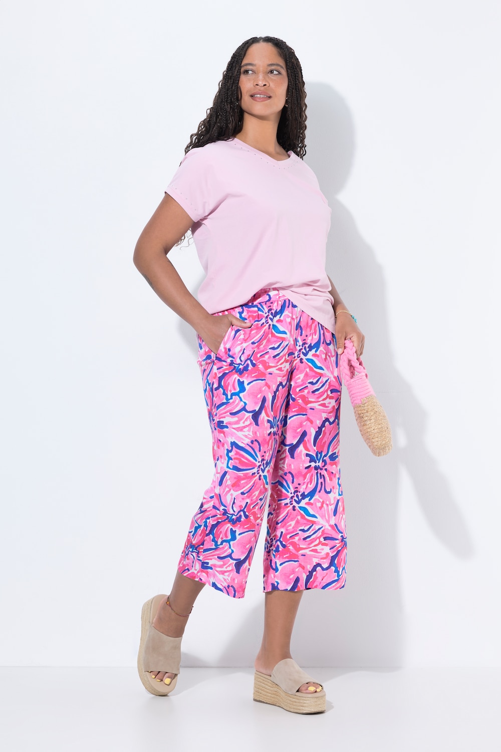 Culotte, weites, gerades Bein, Allovermuster