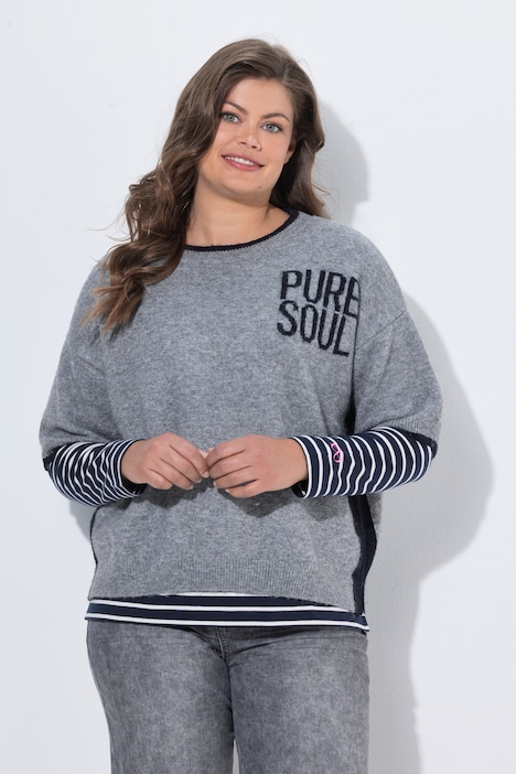 Halbarm Strickpullover, Rundhals