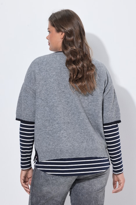 Halbarm Strickpullover, Rundhals