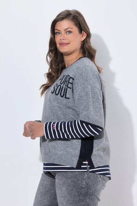 Halbarm Strickpullover, Rundhals