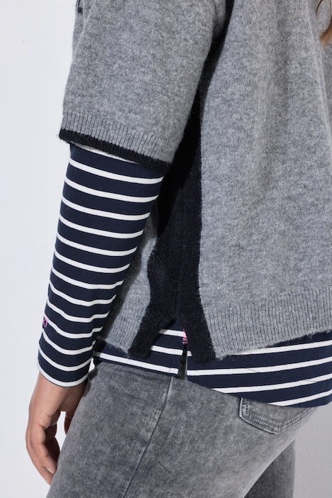 Halbarm Strickpullover, Rundhals