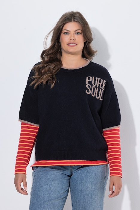 Halbarm Strickpullover, Rundhals